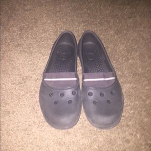 Black Croc Flats